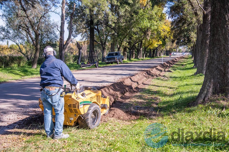 Tendido de redes en la calle de ingreso