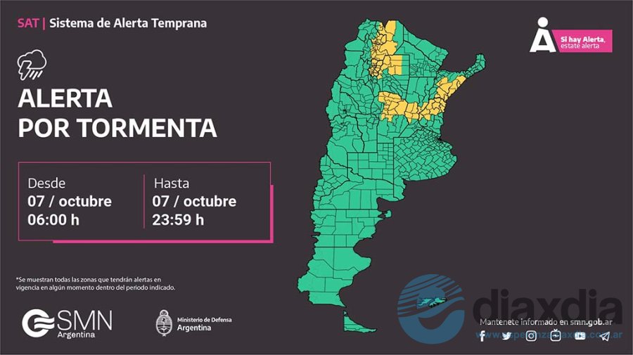 El alerta para nuestra región por tormentas fuertes - Foto SMN
