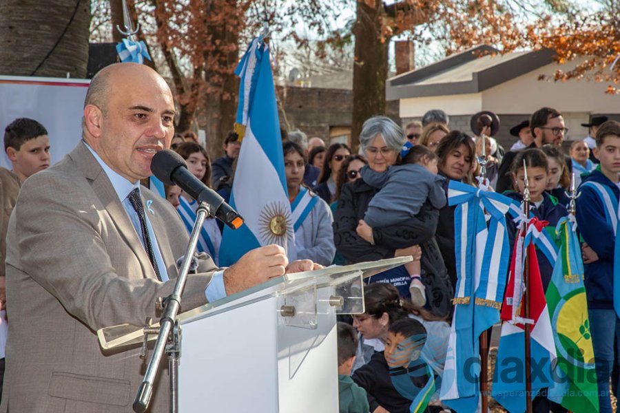El intendente durante su discurso